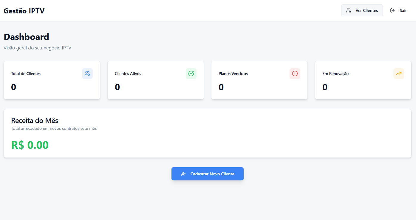 Tela inicial do sistema
